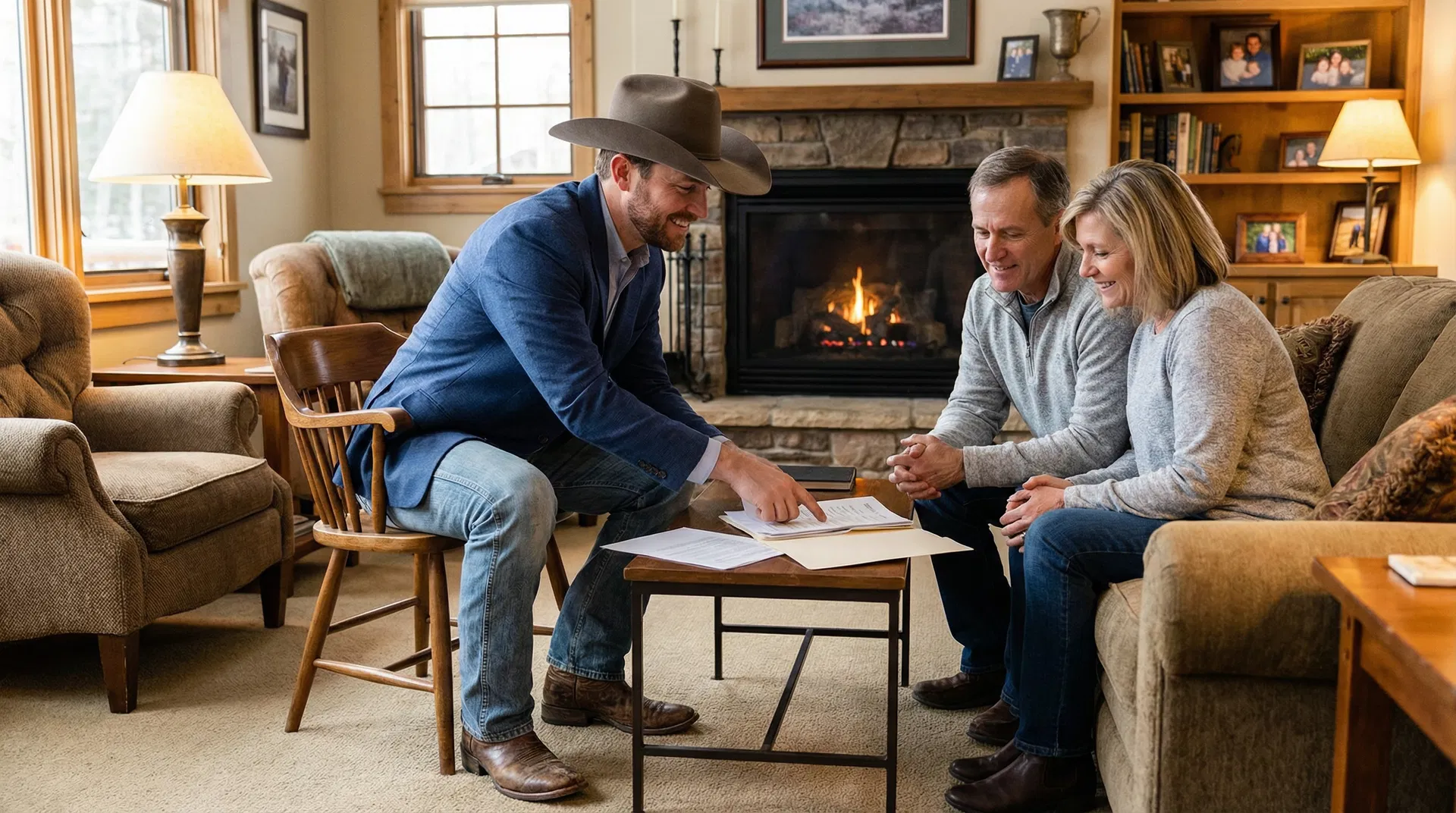 An Ohio advisor sitting at the kitchen table with a homeowner family